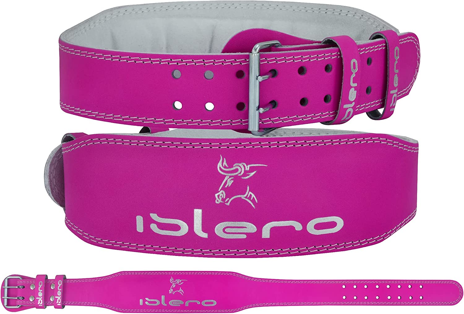 EVO 4" Pink Pure Leather Gym Belts - Image 3