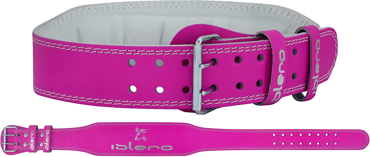 EVO 4" Pink Pure Leather Gym Belts - Image 5