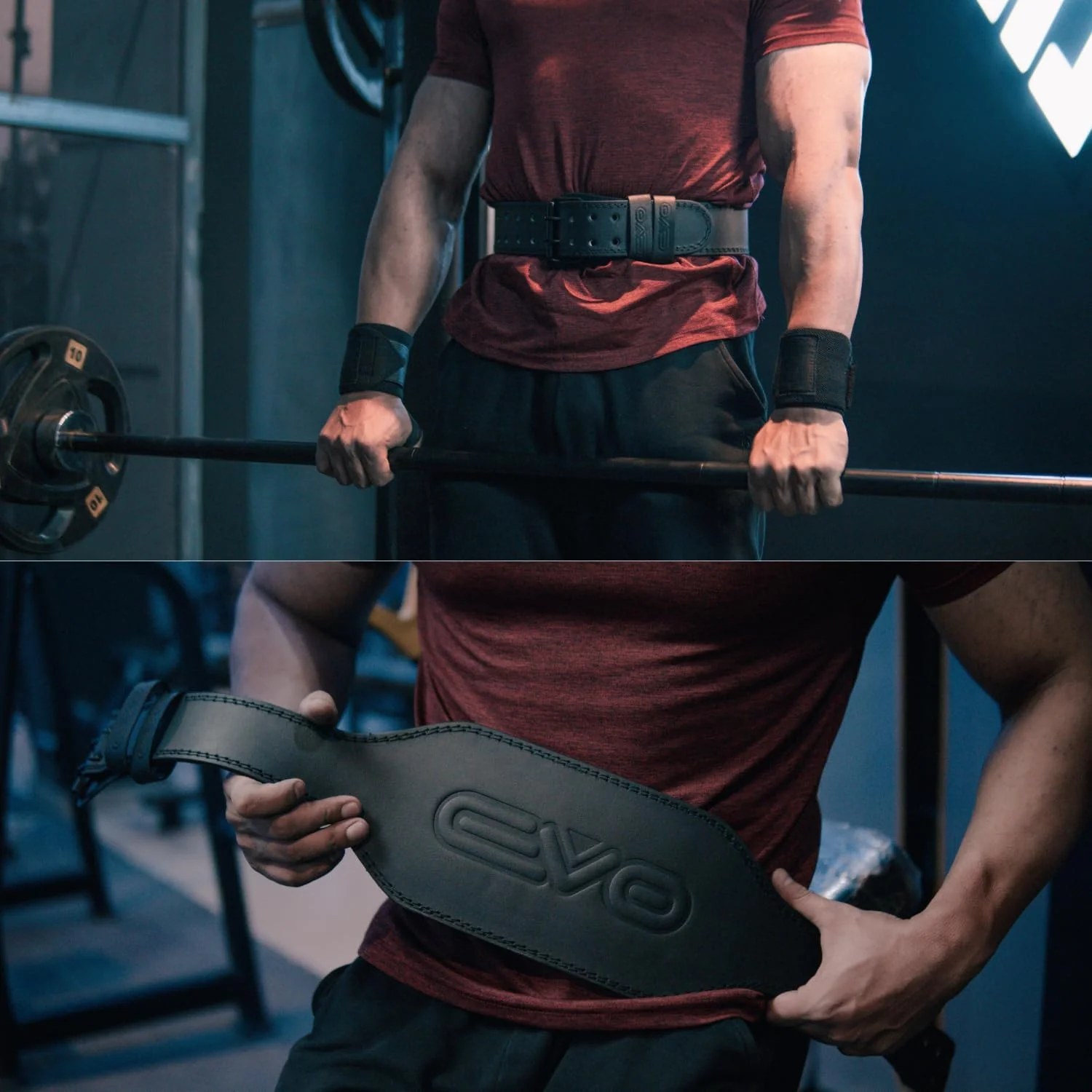 EVO Fitness 6” Matte Black Weight Lifting Belt With 18" Wrist Straps - Image 5