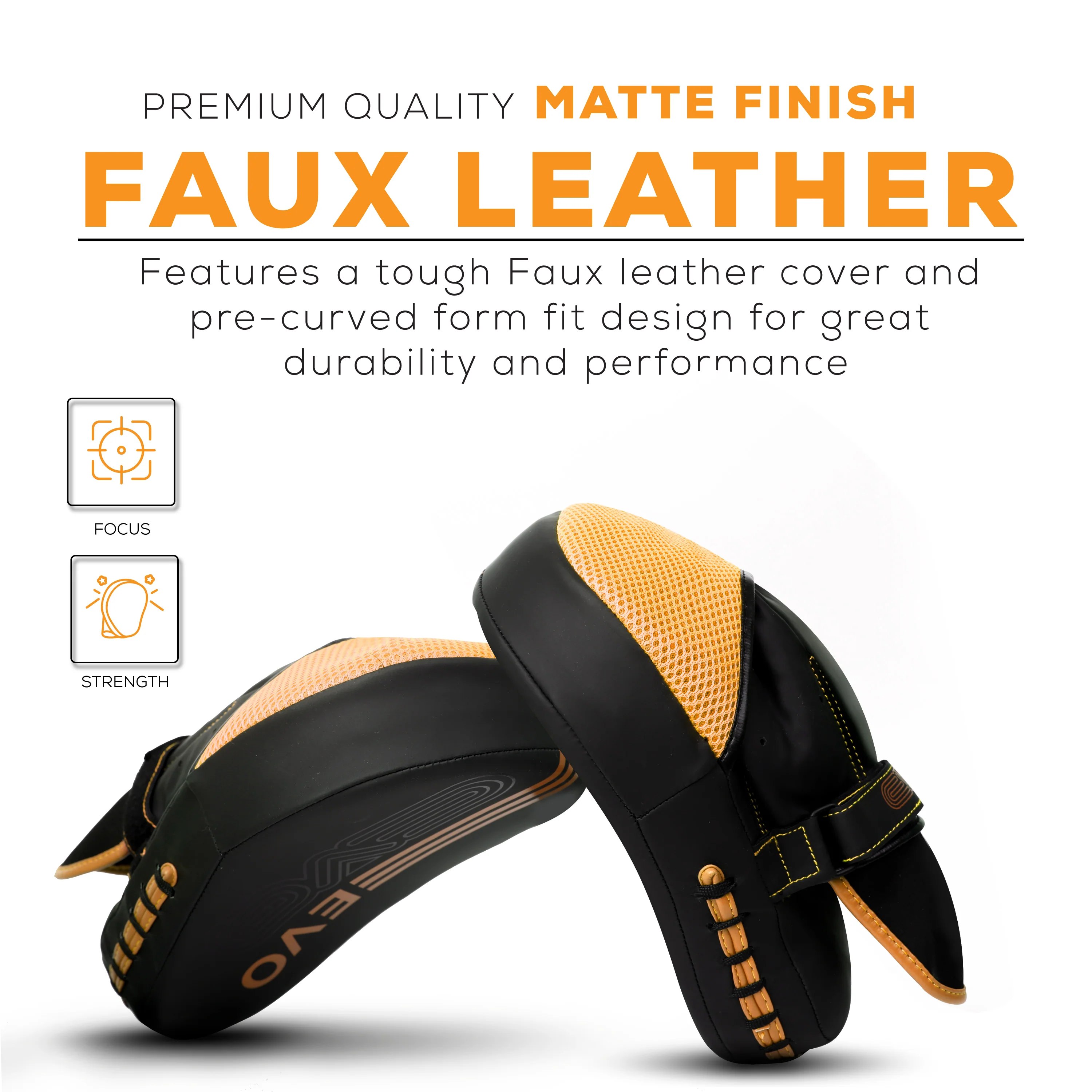 EVO FITNESS CURVED GOLDEN BOXING FOCUS PADS - Image 3