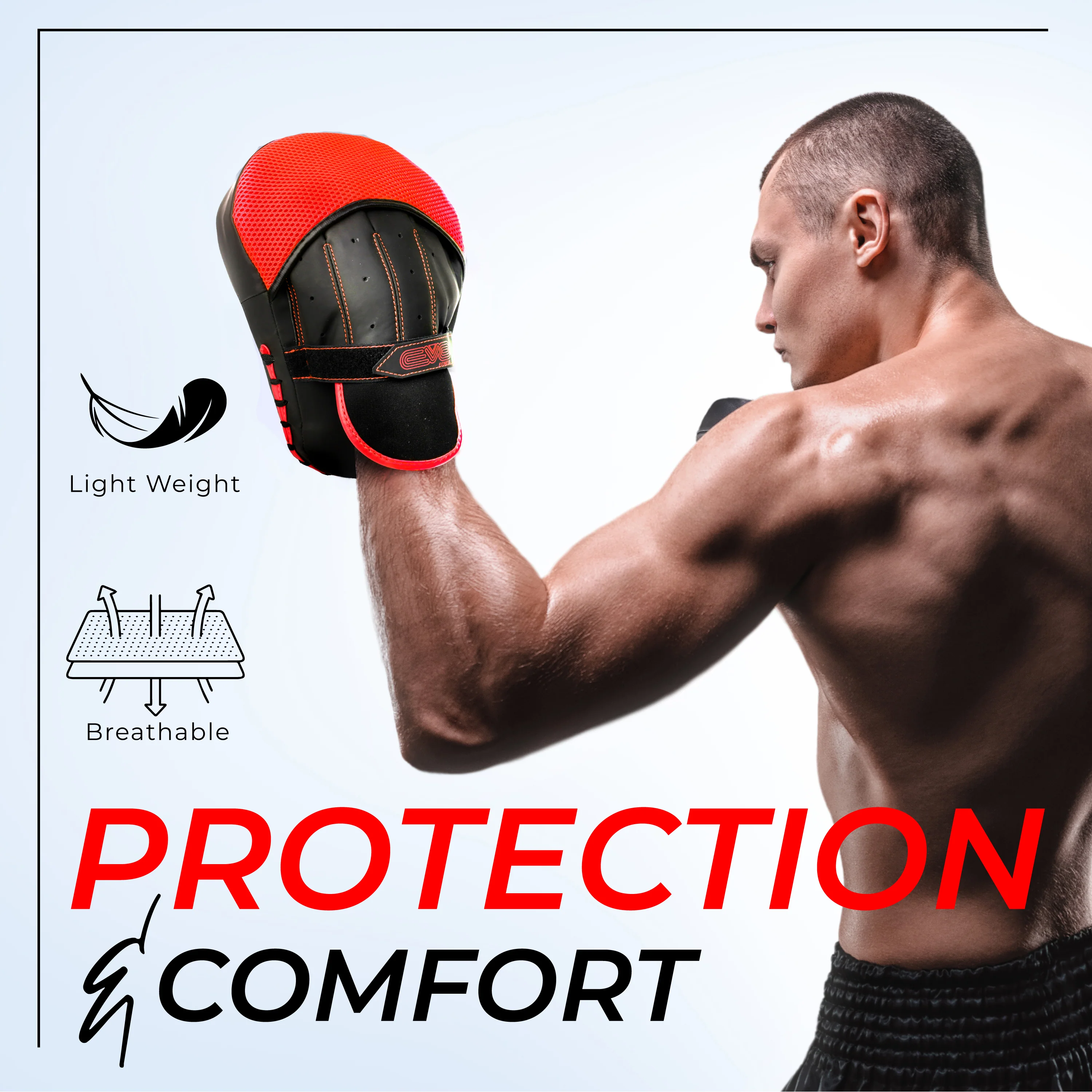 EVO FITNESS CURVED RED BOXING FOCUS PADS - Image 6