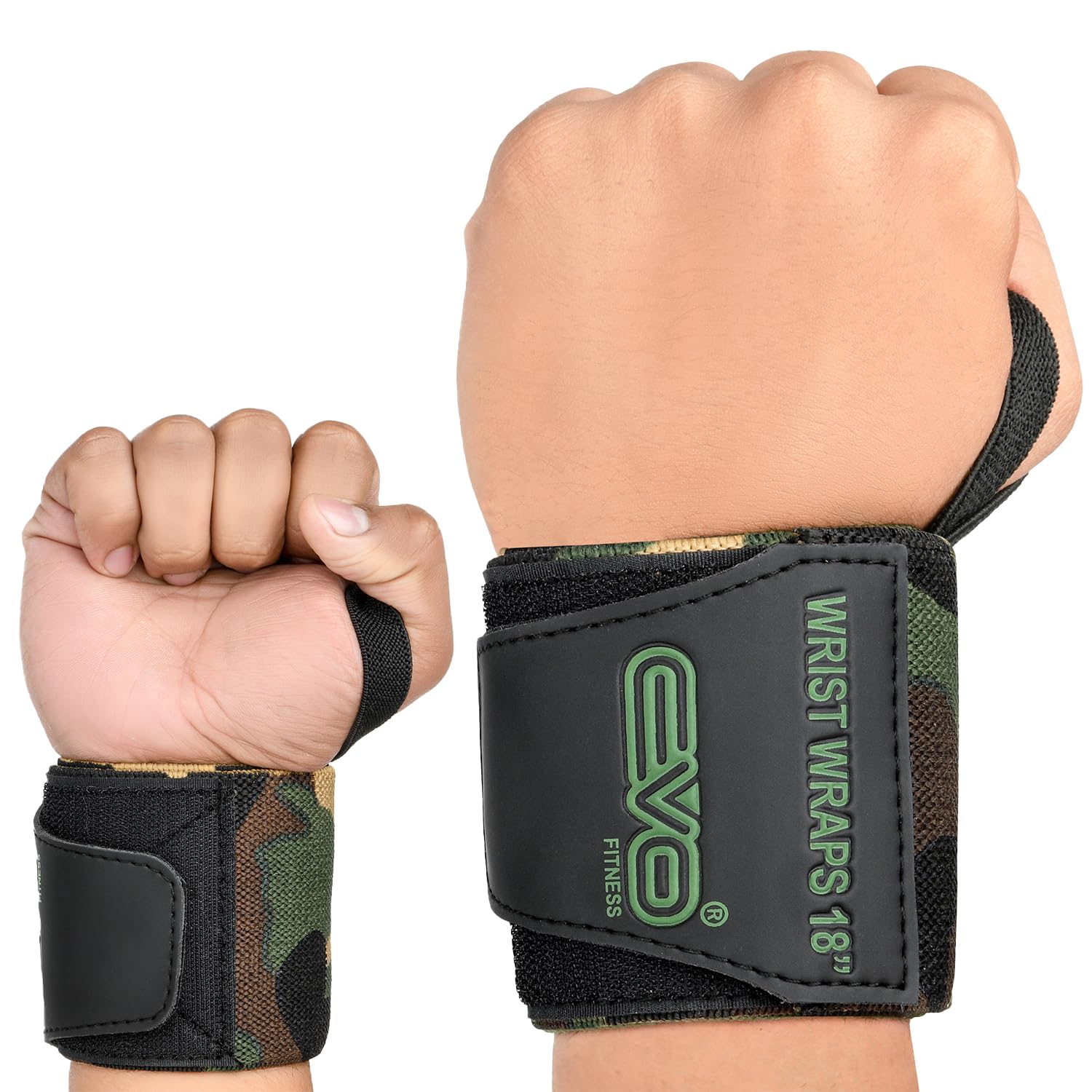 EVO Fitness Weight Lifting Wrist Wraps (Camo Green) - Image 4