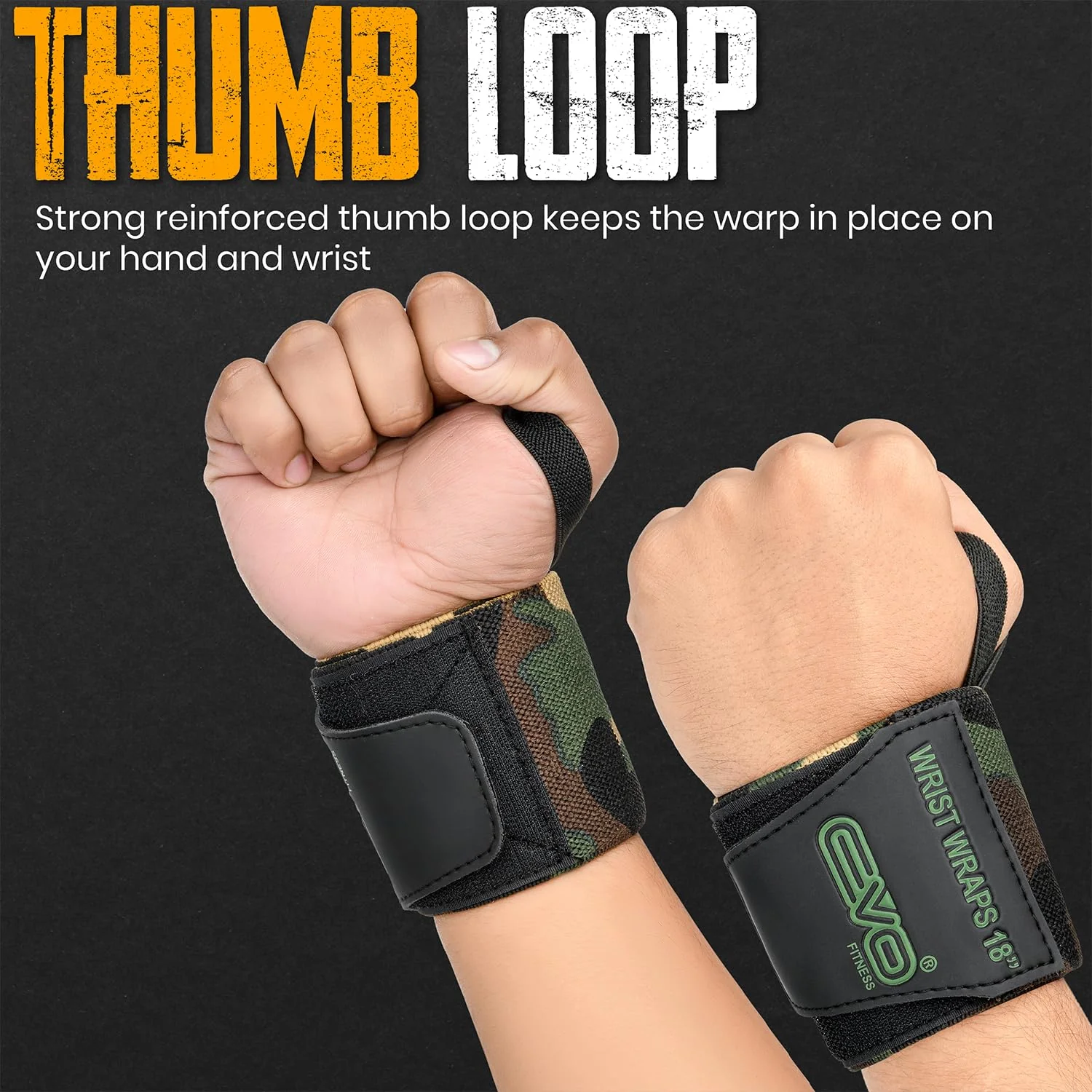 EVO Fitness Weight Lifting Wrist Wraps (Camo Green) - Image 9