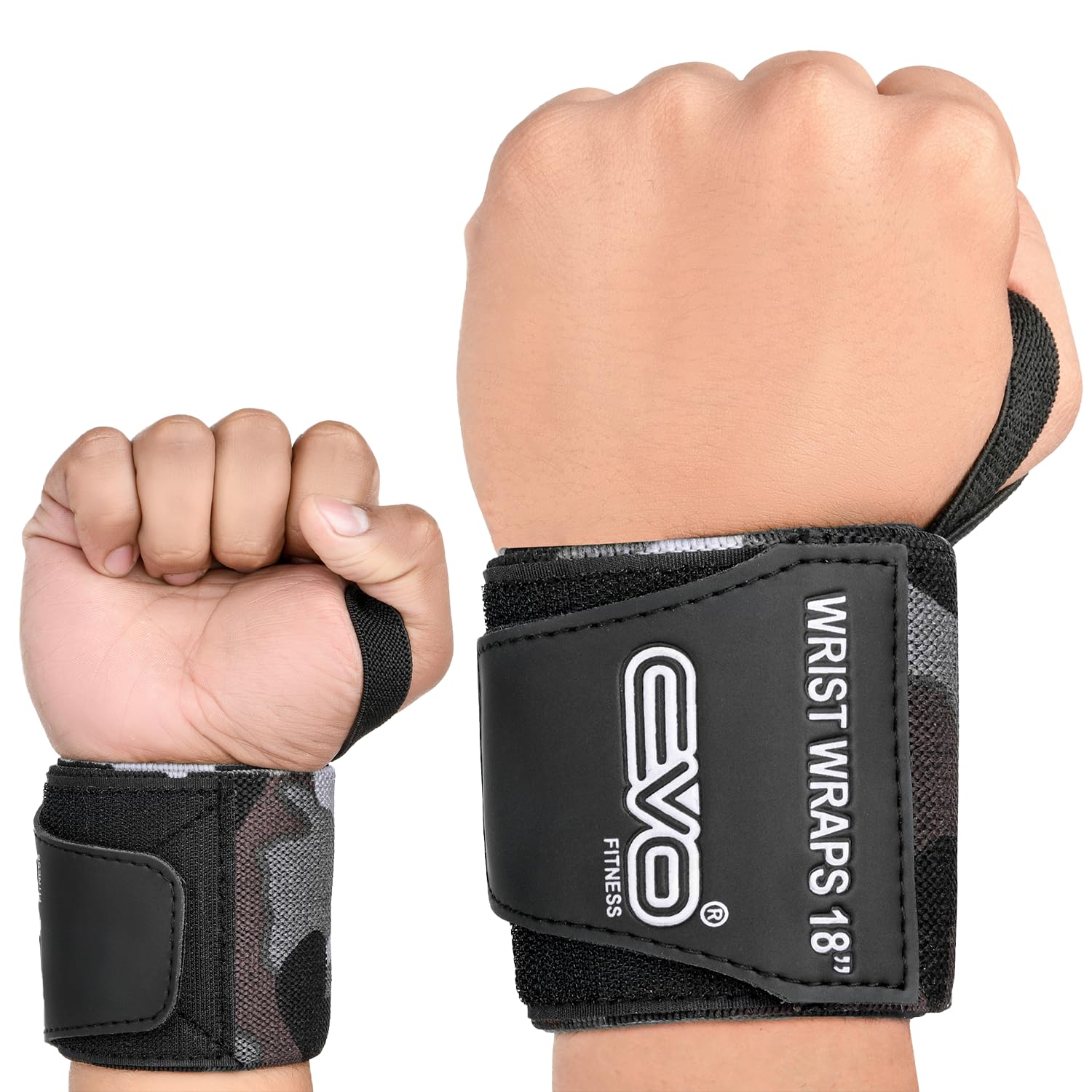 EVO Fitness Weight Lifting Wrist Wraps (Camo Grey) - Image 8