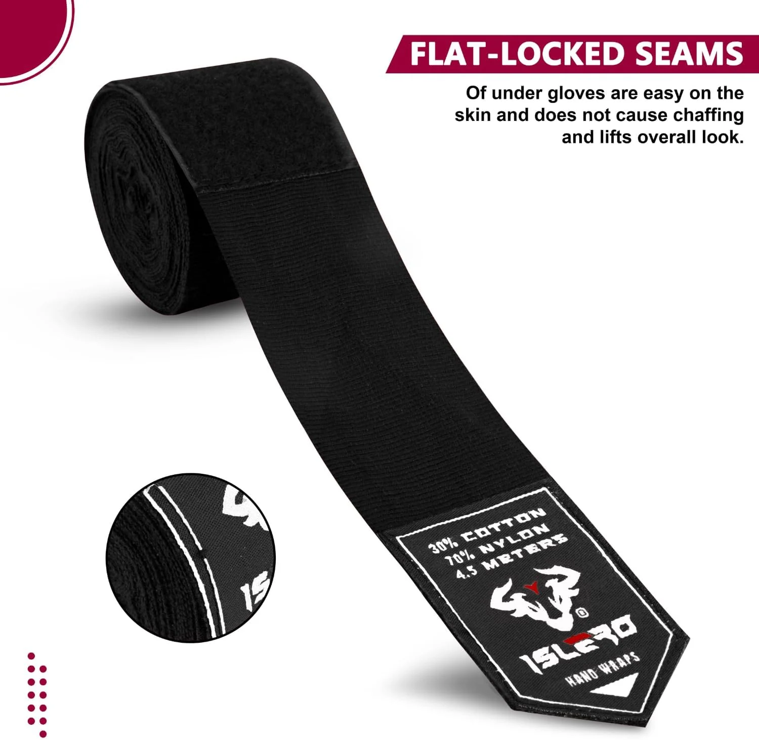 Islero 4.5m Boxing Hand Wraps Inner Gloves Black - Image 5