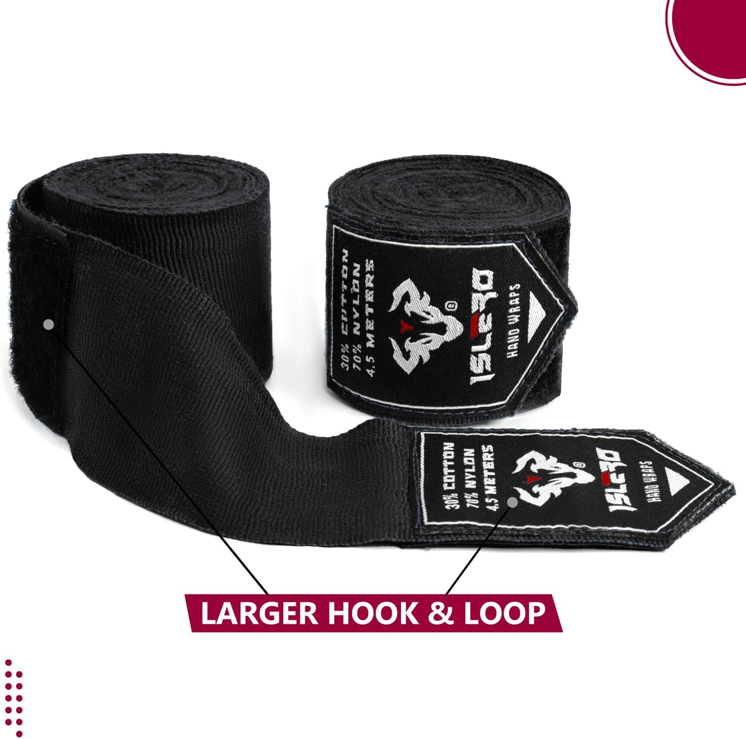 Islero 4.5m Boxing Hand Wraps Inner Gloves Black - Image 6