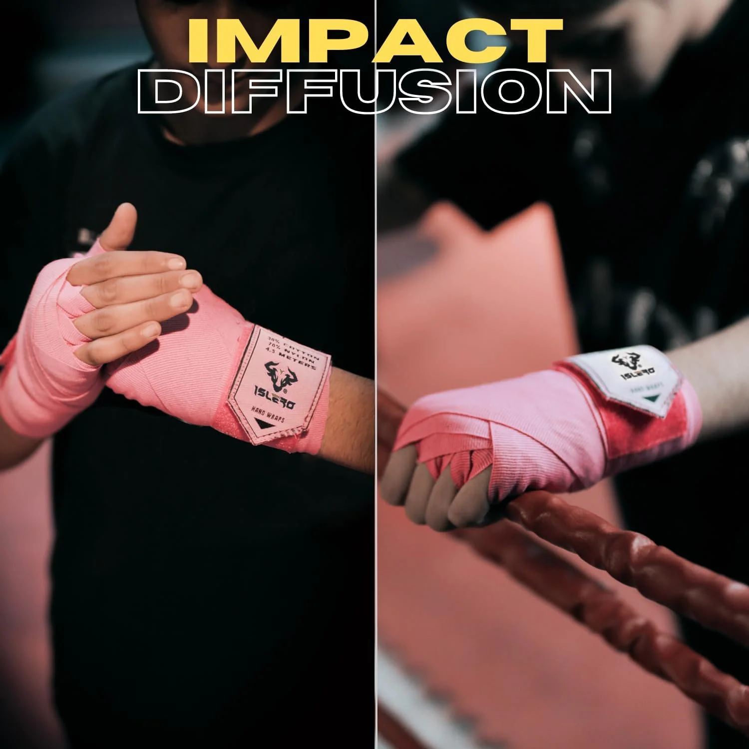 Islero 4.5m Boxing Hand Wraps Inner Gloves Pink - Image 10