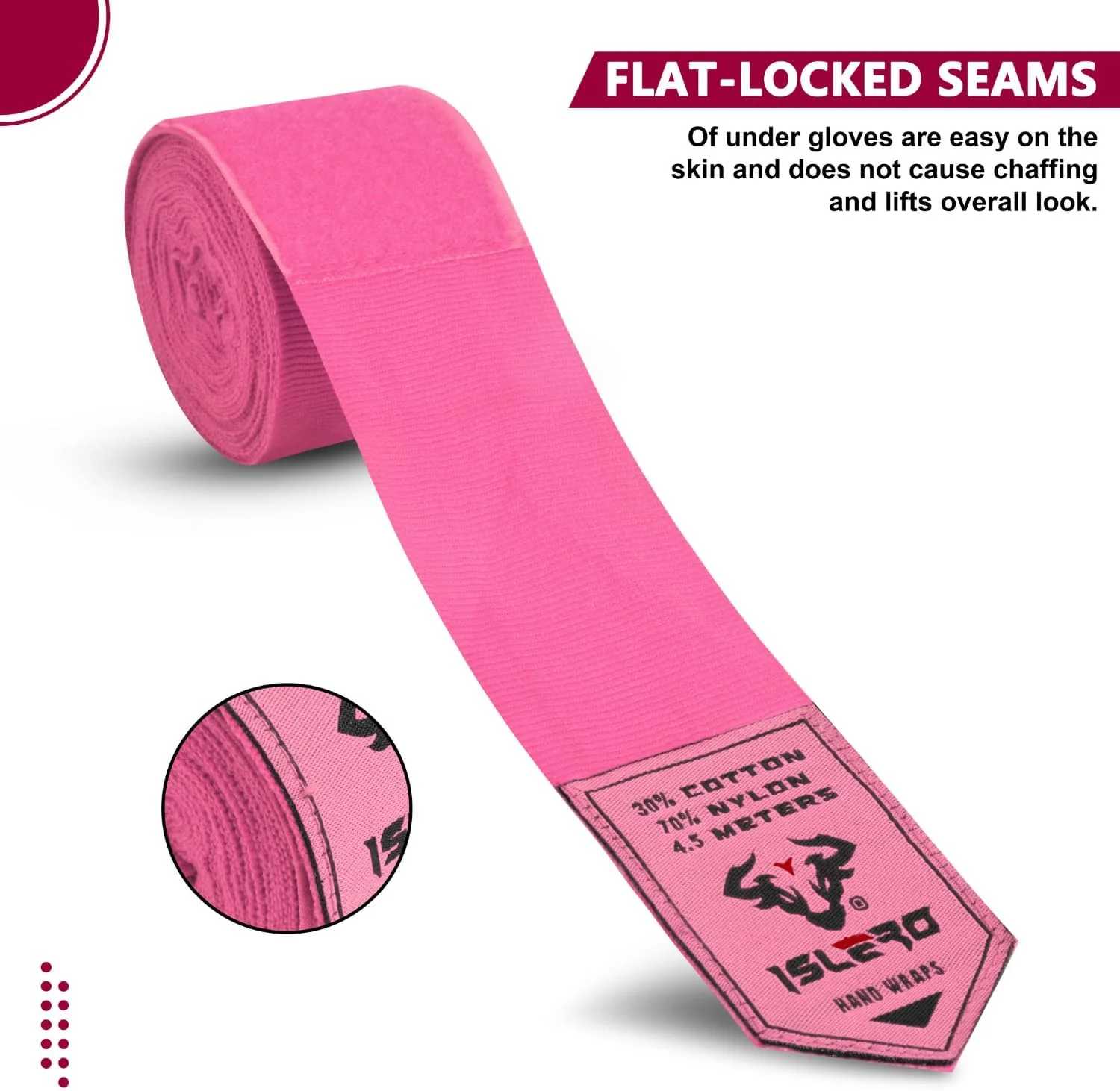 Islero 4.5m Boxing Hand Wraps Inner Gloves Pink - Image 5