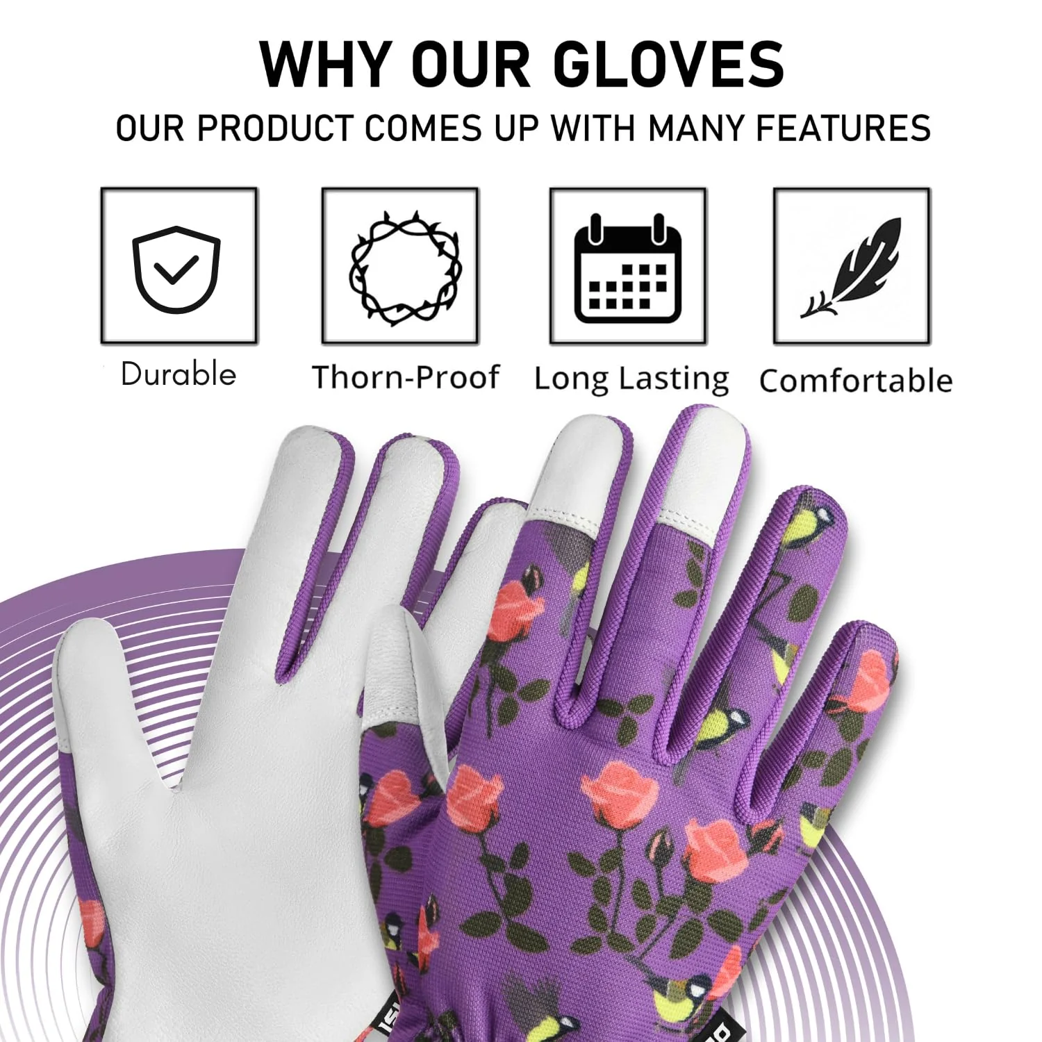 Islero Gardening gloves short purple - Image 4