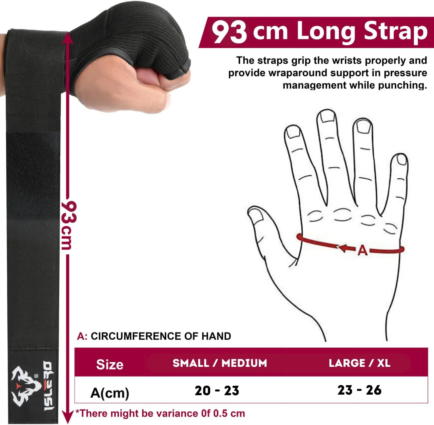 Islero New Gel Gloves Black boxing 93cm Quick Long wrist straps - Image 7