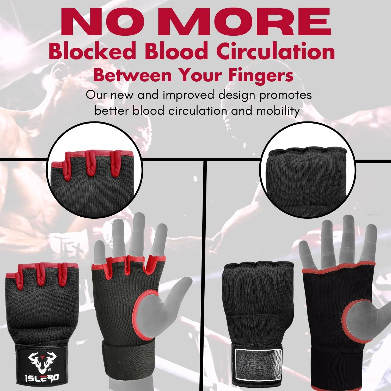Islero New Gel Gloves Red boxing 93cm Quick Long wrist straps - Image 2